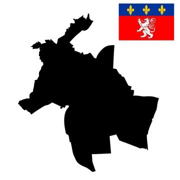 Lyon city map flag vector silhouette illustration Ilustração Stock