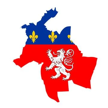 Lyon city map flag vector silhouette illustration イラスト素材