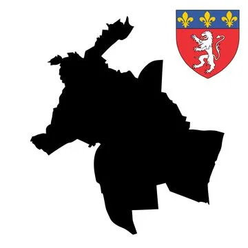 Lyon city map vector silhouette coat of arms Ilustração Stock