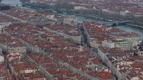 Lyon Cityscape Aerial View Featuring Historic Architecture and Riverside Bridges 库存影片 330978204