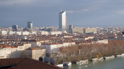 The Lyon metropolitan area is the second-largest urban area in France. Stock Footage 114214745