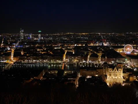 Lyon by night Stock Photos
