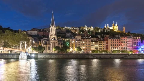 Lyon at night skyline 動画素材 127288999