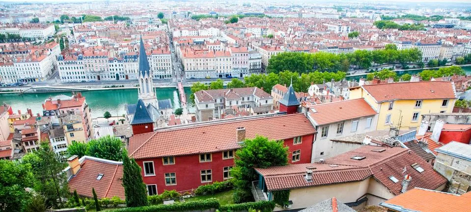 Lyon, rooftops Stock Photos