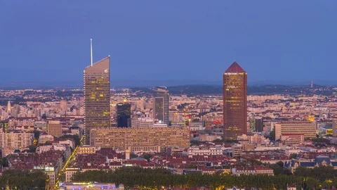 Lyon skyline timelapse 스톡 동영상 127299563