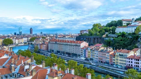 Lyon skyline timelapse Stock Footage 127303280