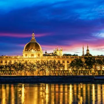 Lyon at sunset Stock Photos