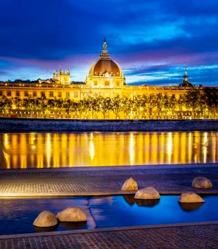 Lyon by sunset in summer Stock Photos