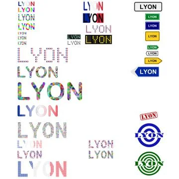 Lyon text design set Иллюстрация