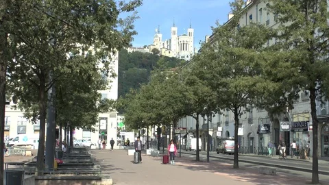 Lyon. View of the Basilique Notre-Dame de Fourviere. Stock Footage 101623903