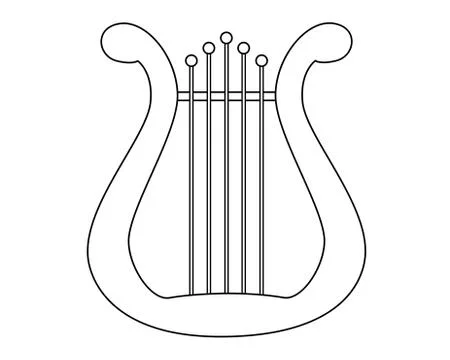 Lyra - musical instrument - vector linear picture for coloring. Outline. Stock Illustration