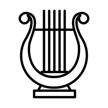 Lyre icon linear logo mark in black and white Illustrazione stock
