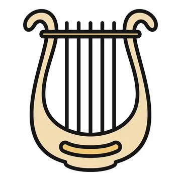 Lyre musical instrument vector flat icon isolated Stock Illustration