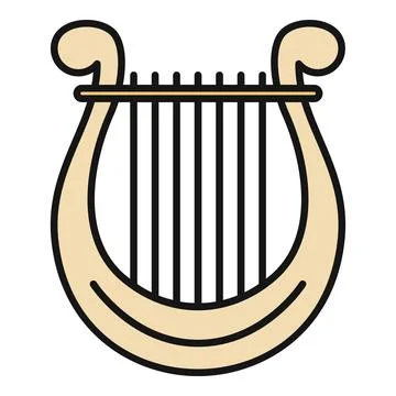 Lyre string instrument flat color icon Stock-Illustration