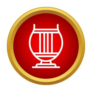 Lyre string instrument icon with red background border Stock Illustration