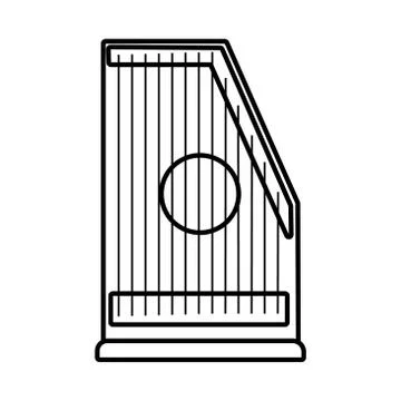 Lyre string instrument line style icon Illustrazione stock