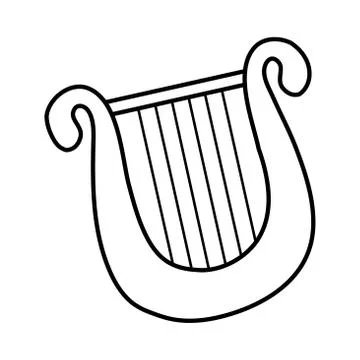 Lyre string instrument line style Illustrazione stock