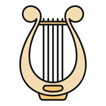 Lyre string instrument playing classical greek music Stock Illustration