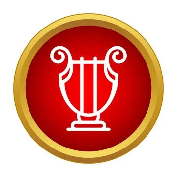 Lyre stringed ancient musical instrument icon Illustrazione stock