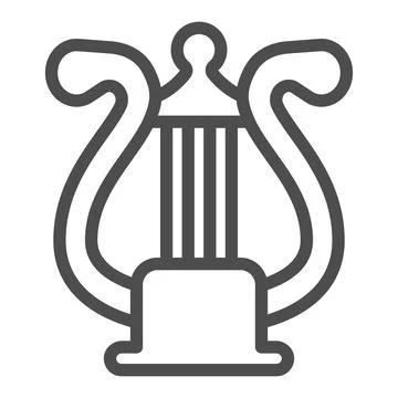 Lyre with strings, harp line icon, musical instruments concept, lira string Stock Illustration