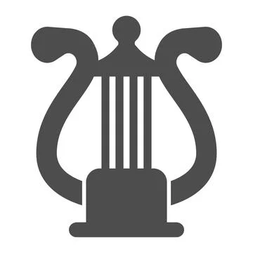 Lyre with strings, harp solid icon, musical instruments concept, lira string Illustrazione stock