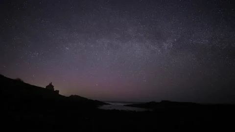 Lyrid meteor shower falls over Northumberand Stock Footage 148560771