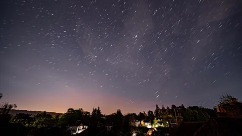 Lyrid Meteor shower startrail time lapse Video stock 129107956