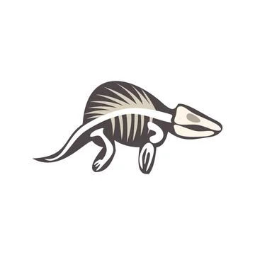 Lystrosaurus skeleton walking on white background Stock Illustration