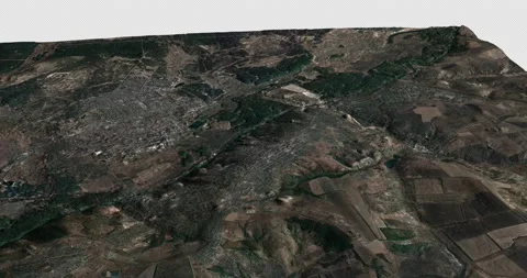 Lysychansk map rotate 360 loop ccw with 3d relief 4K satellite ground height Stock Footage 216118801