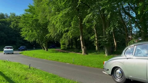 Lytham Hall 19 May 2024; Parade of Classic vintage cars at car show Stock Footage 276227843