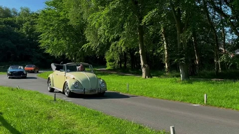 Lytham Hall 19 May 2024: 1957 50s fifties Triumph, 1969 Vw Volkswagen Beetle Stock Footage 276428089
