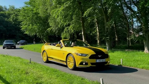 Lytham Hall 19 May 2024:  Parade of Ford GT 5.oL Mustang cars at car show Stock Footage 276428098