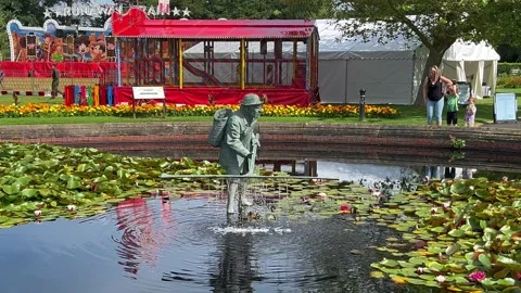 Lytham Saint Annes, UK 28 July 2024: Lowther park and gardens water feature Stock Footage 280351802