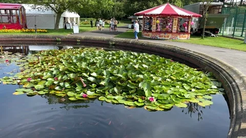 Lytham Saint Annes, UK 28 July 2024: Lowther park and gardens water feature Stock Footage 280351804