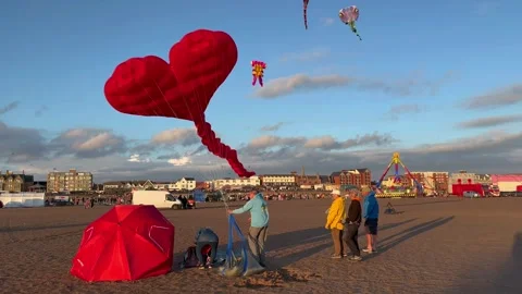 Lytham St Annes, UK 2025 Aug 29.  Kite Festival. 4k video Stock Footage 315848352