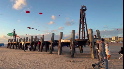 Lytham St Annes, UK 2025 Aug 29.  Kite Festival. 4k video Stock Footage 315848357