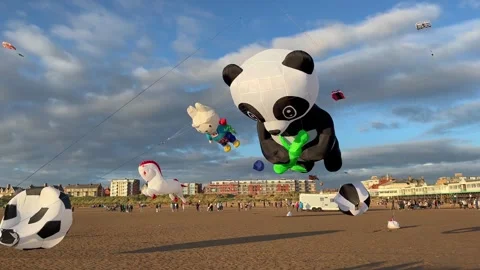 Lytham St Annes, UK 2025 Aug 29.  Kite Festival. 4k video Stock Footage 315848424