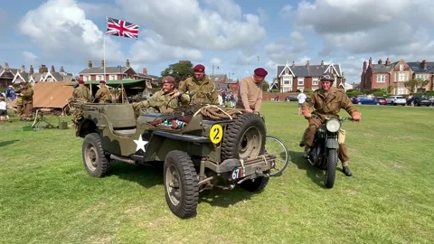 LYTHAM, UK 2024 August 17; Reenactors at Wartime Weekend. 4k Video Stock Footage 282034298