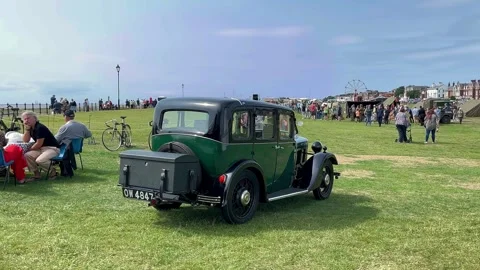 Lytham, UK 2024 August 17; 1940s Wartime Weekend picnickers  Stock Footage 282044737