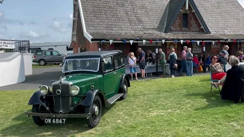 Lytham, UK 2024 August 17; 1940s Wartime Weekend 1940s Wartime Weekend picnicker Stock Footage 282044738