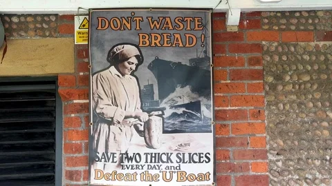Lytham, UK 2024 August 18; 1940s Wartime Weekend_Propaganda posters Stock Footage 282093835