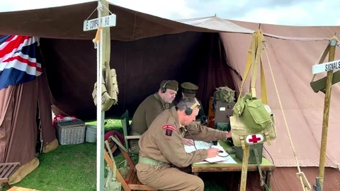 Lytham, UK 2024 August 18; 1940s Wartime Weekend_Signals HQ Stock Footage 282093837