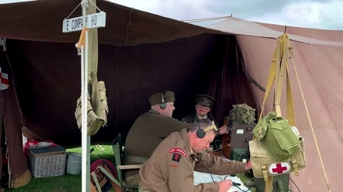 Lytham, UK 2024 August 18; 1940s Wartime Weekend_Signals HQ Stock Footage 282093877