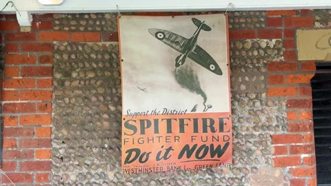 Lytham, UK 2024 August 18; 1940s Wartime Weekend_Propaganda posters Stock Footage 282093961