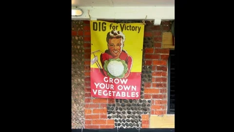 Lytham, UK 2024 August 18; 1940s Wartime Weekend_Propaganda posters Stock Footage 282093984