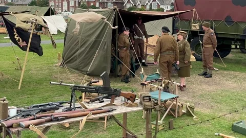 Lytham, UK 2024 August 18; 1940s Wartime Weekend reenactment Stock Footage 282241659