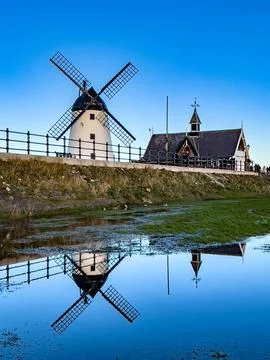 Lytham Windmill Reflections Stock Photos