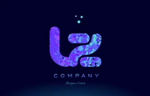 Lz l z bubble circle dots pink blue alphabet letter logo icon vector Stock Illustration
