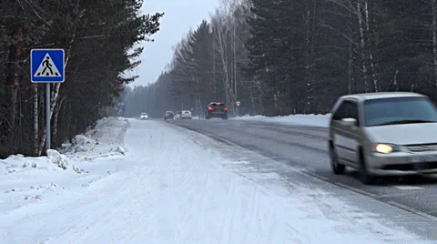 М-54. Winter trail (road). Siberia Stock Footage 38117320