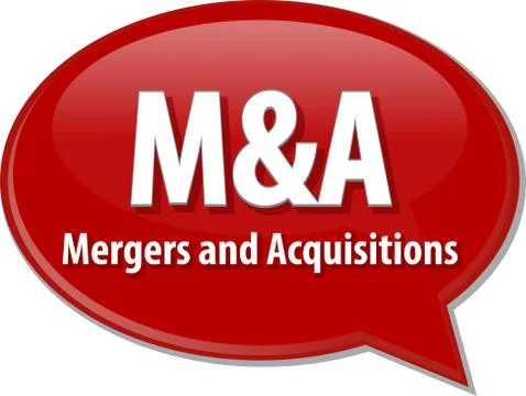 M&amp;A acronym word speech bubble illustration Stock-Illustration